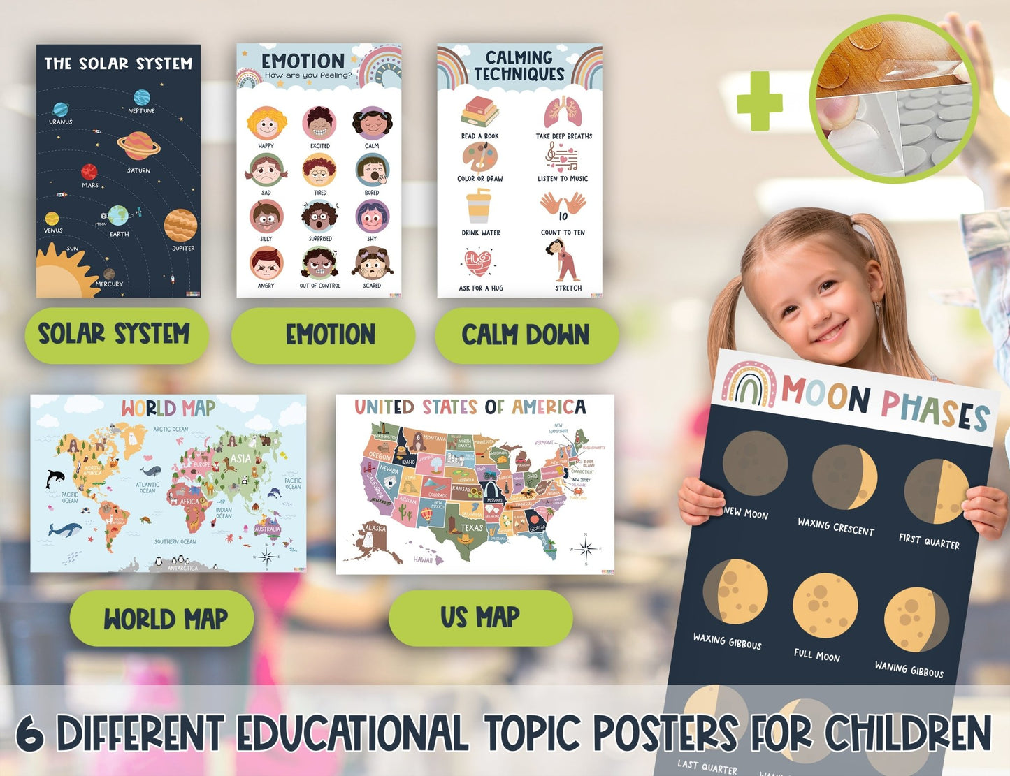 18 Educational Posters For Toddlers - Teachers Boho Classroom Decor & Laminated Kindergarten Homeschool Supplies, prek learning materials , Alphabet Poster, Preschool Classroom Must Haves For Kids - BEAWART