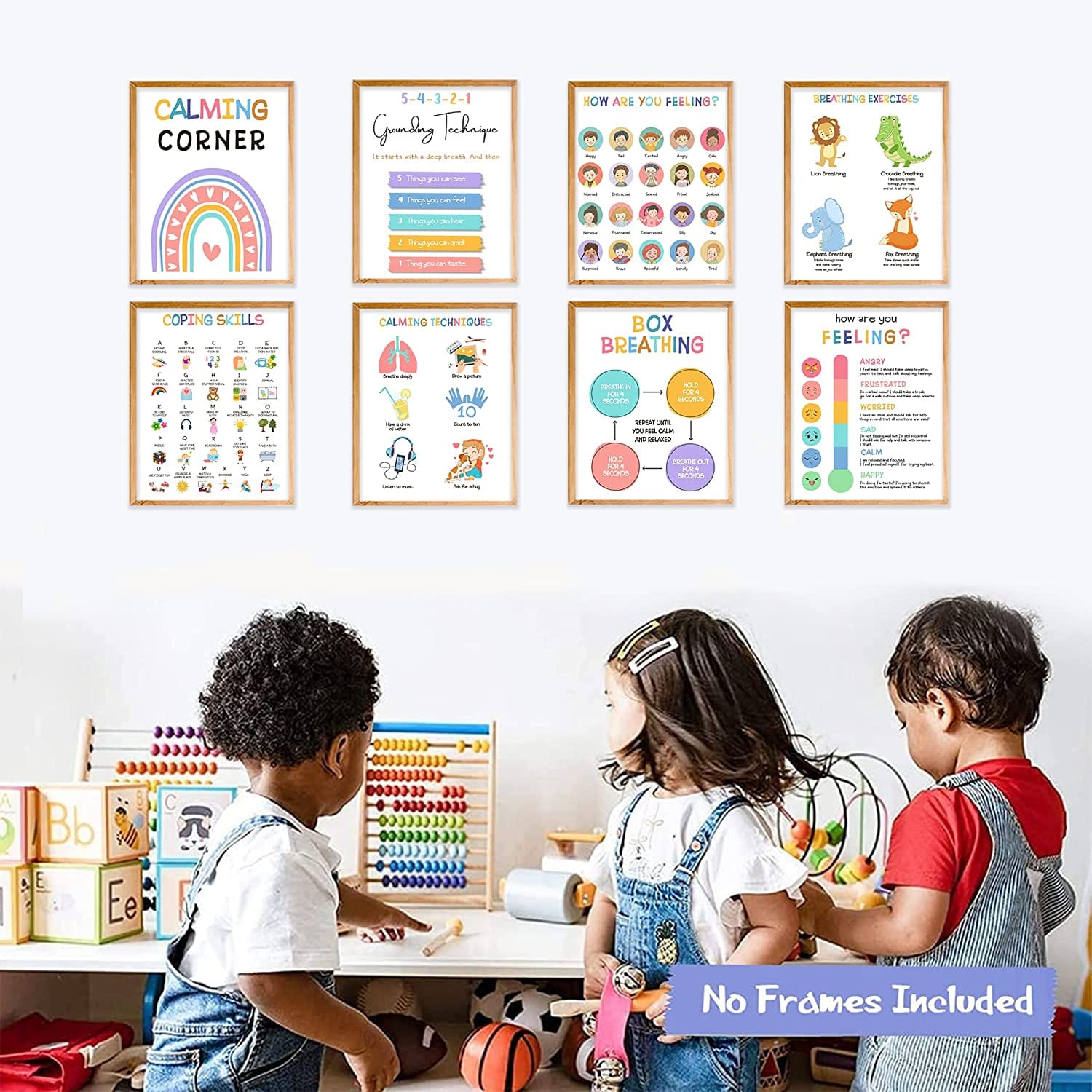 Calming Corner Classroom Posters, Mental Health Posters( 9pcs, 8x10 In) - BEAWART