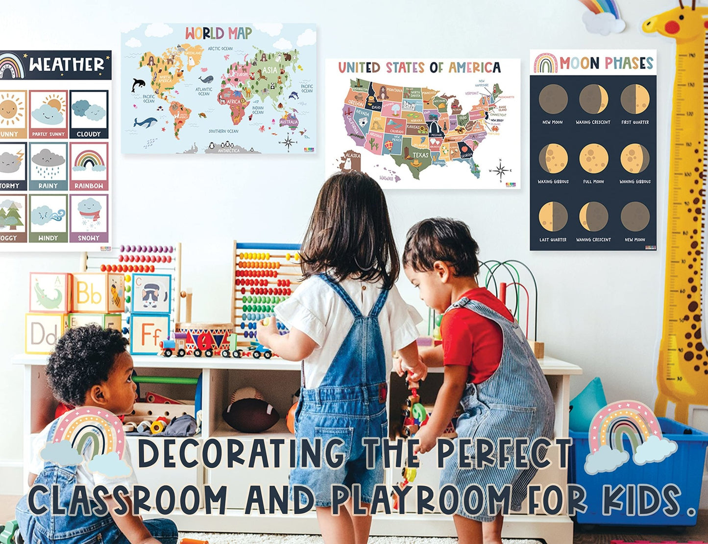 <small>18 Educational Posters For Toddlers - Teachers Boho Classroom Decor & Laminated Kindergarten Homeschool Supplies, prek learning materials , Alphabet Poster, Preschool Classroom Must Haves For Kids</small> - BEAWART