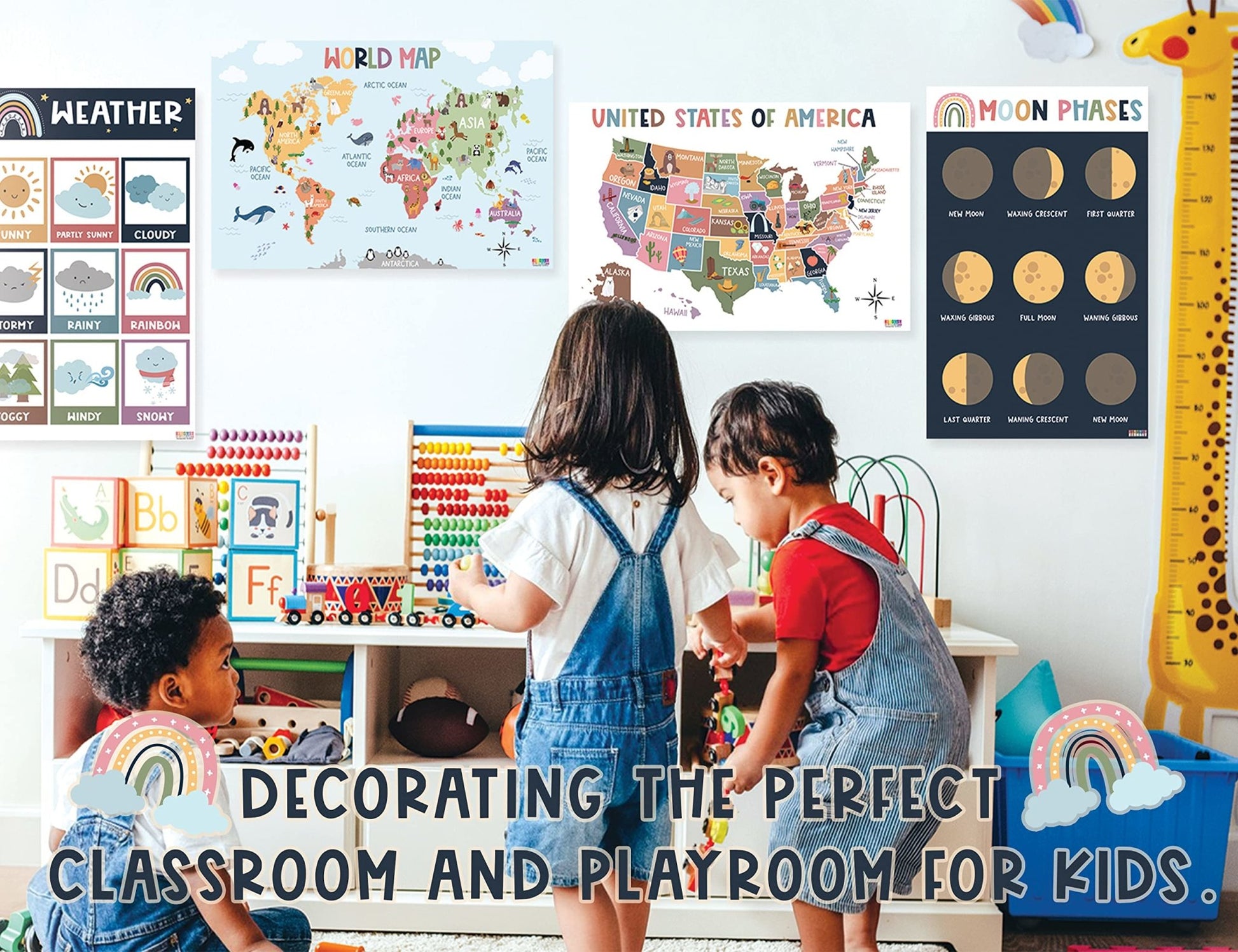 <small>18 Educational Posters For Toddlers - Teachers Boho Classroom Decor & Laminated Kindergarten Homeschool Supplies, prek learning materials , Alphabet Poster, Preschool Classroom Must Haves For Kids</small> - BEAWART