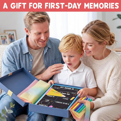 BEAWART First & Last Day of School Sign (6 Markers + Pencil Flag Included) - 10x14 Reusable Back to School Chalkboard 1st for Kindergarten Preschool Daycare, Double Sided Dry Erase Board Photo Props for Kids
