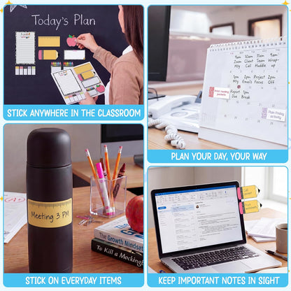 BEAWART Teacher Sticky Notes Set - Teaching is A Work of Heart Set Blackboard Self-Stick Note Pads - Teacher Appreciation Gift Writing Memo Pads Classroom School Office Supplies (Composition Pattern)