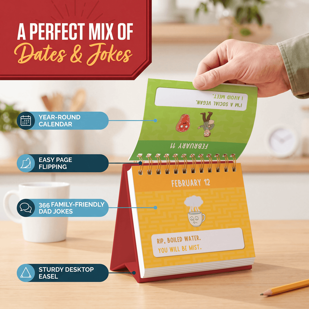 Perpetual Calendar, Funny Jokes for Dad, Christmas Gift for Men - BEAWART