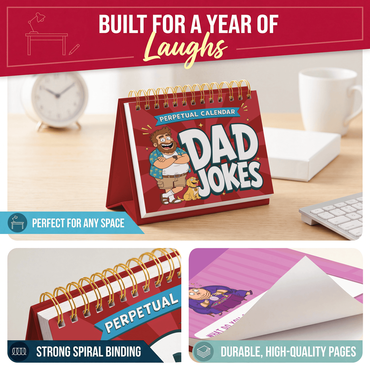 Perpetual Calendar, Funny Jokes for Dad, Christmas Gift for Men - BEAWART