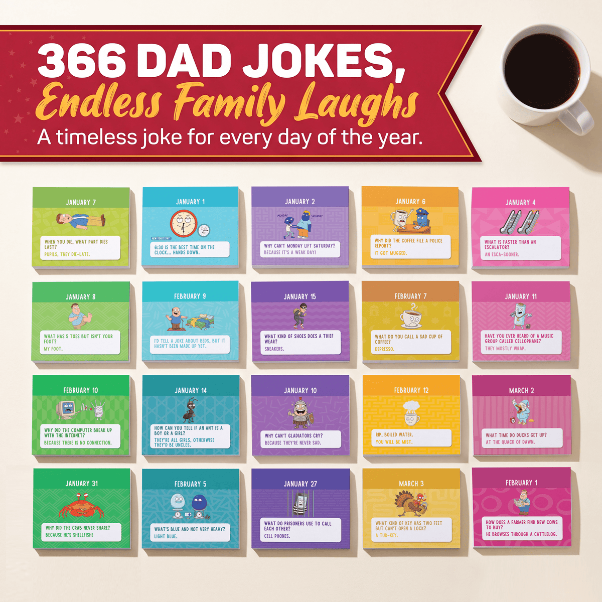 Perpetual Calendar, Funny Jokes for Dad, Christmas Gift for Men - BEAWART