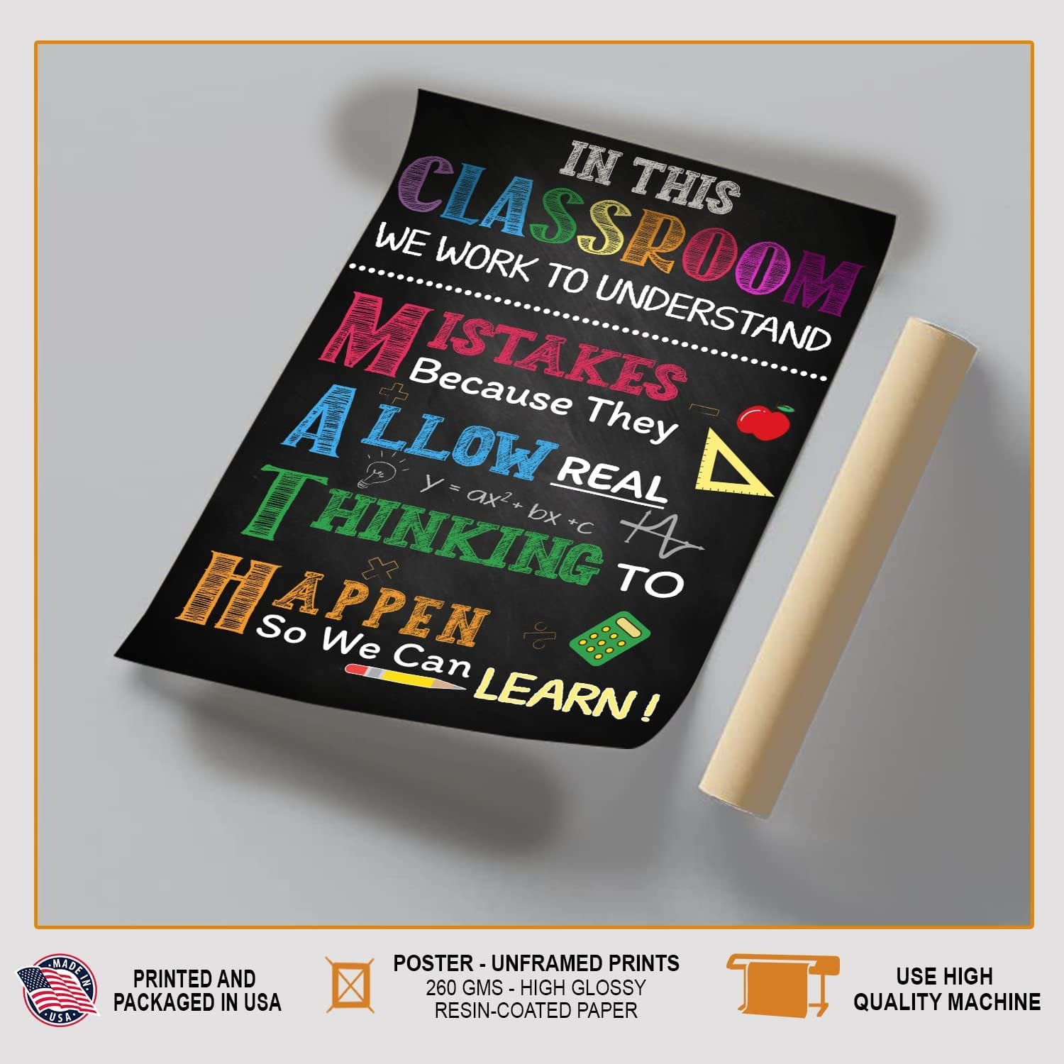 Math Posters for Classroom Decorations, Supplies For Teachers (4pcs,12"x18") - BEAWART