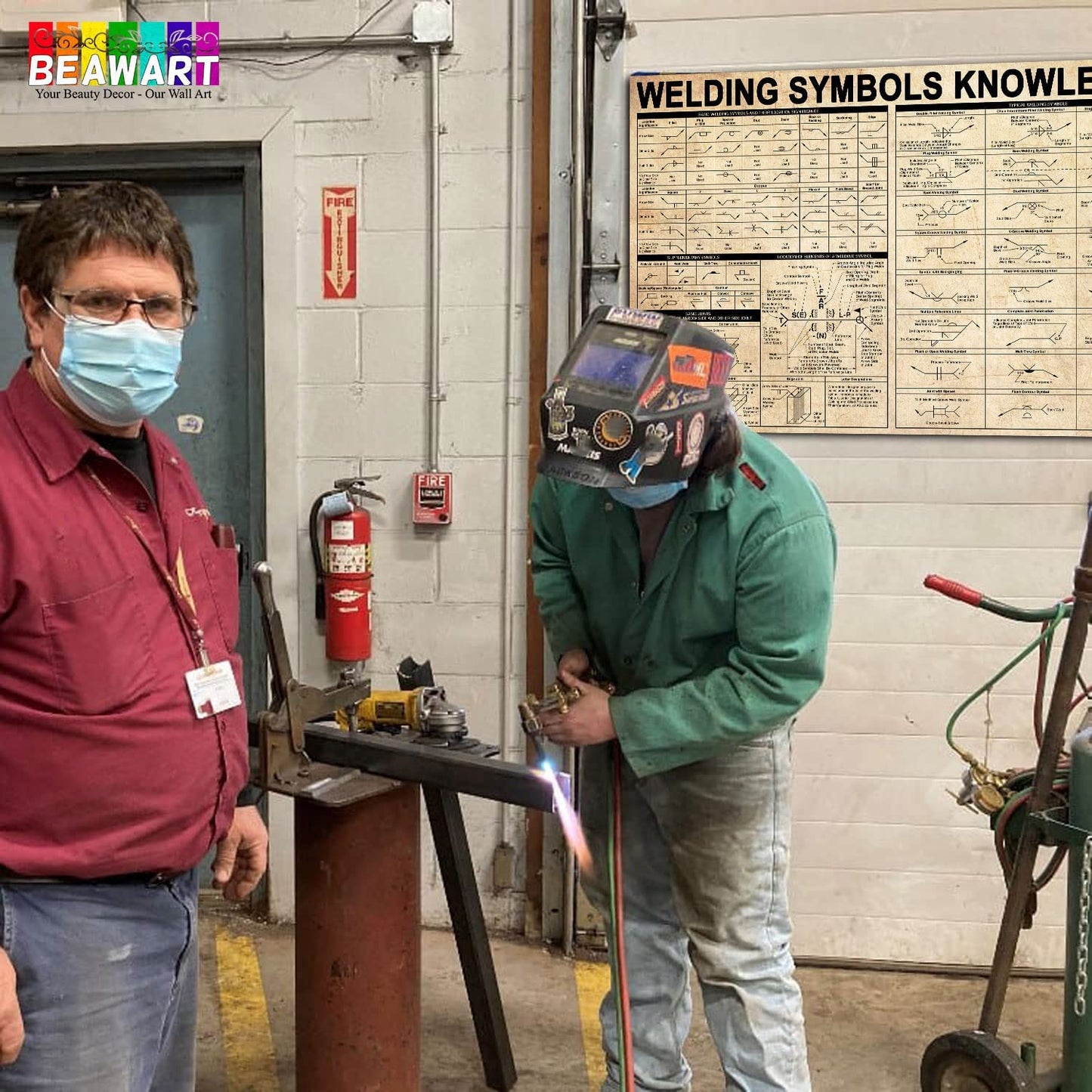 Welding Symbols Chart Knowledge Poster, Welder Vintage Canvas - BEAWART